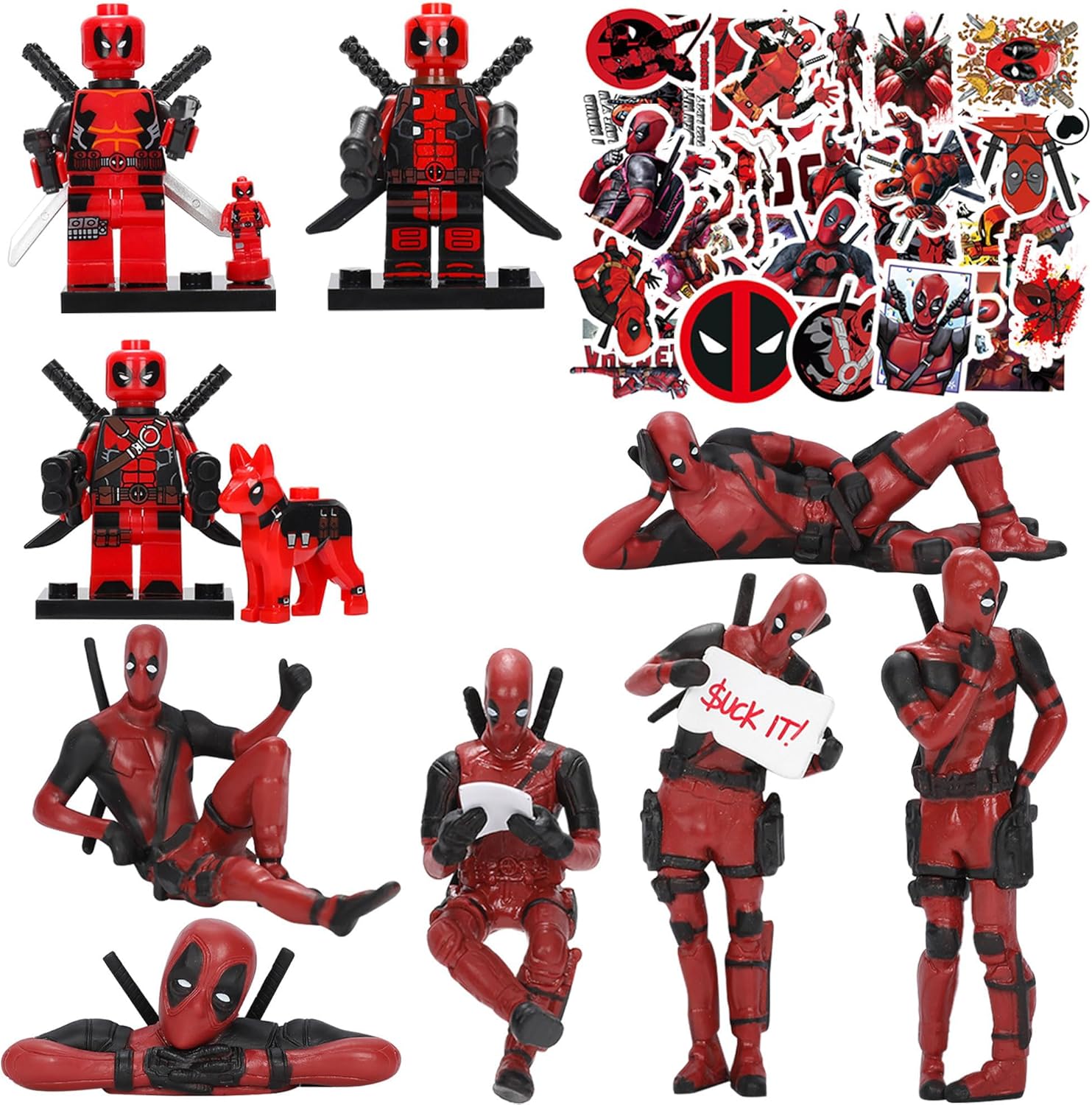59PCS Movie Themed Action Figure - 9PCS Collectible Action Figures with 50PCS Stickers - Hero Series Model Figurines, Anime Figure Statue for Home, Car, Office Desk, and Computer Decoration