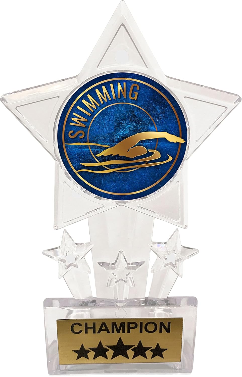 Express Medals 6.5 Inch Clear Acrylic Star Swimming Swim Swimmer Champion Trophy Award First Trophies Awards Prize Winner Gift Competition (Pack of 1)