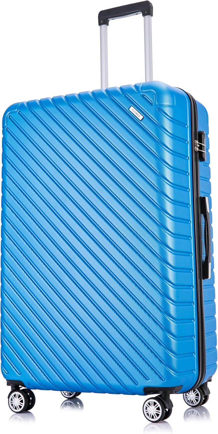 FLYMAX 24" Medium Suitcase 4 Wheel Lightweight Luggage Hard Shell ABS Travel Case Hold Check in Fits 15kg - 20kg Medium Size + 3 Digit Lock + Telescopic Handle 67 Litre Capacity