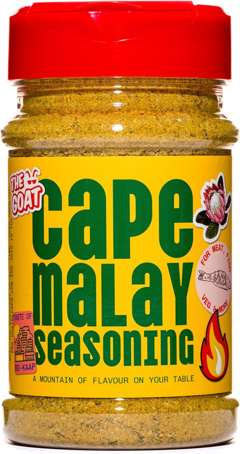The GOAT Cape Malay Curry Seasoning Blend & Rub 225g Shaker – Authentic South African Malay Flavoured Fusion with Warm Spices for Meat and Vegetables, Handy Dispenser, Exotic Fragrant Taste
