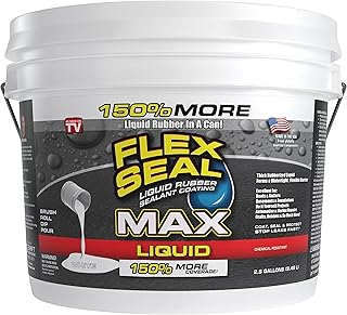 Flex Seal Liquid MAX, 2.5 Gallon, White, Liquid Rubber Coating Sealant, Waterproof, Flexible, Breathable, and UV Resistant, Roof Repair, Basements, RV, Campers, Trailers, Marine, EPDM, Masonry