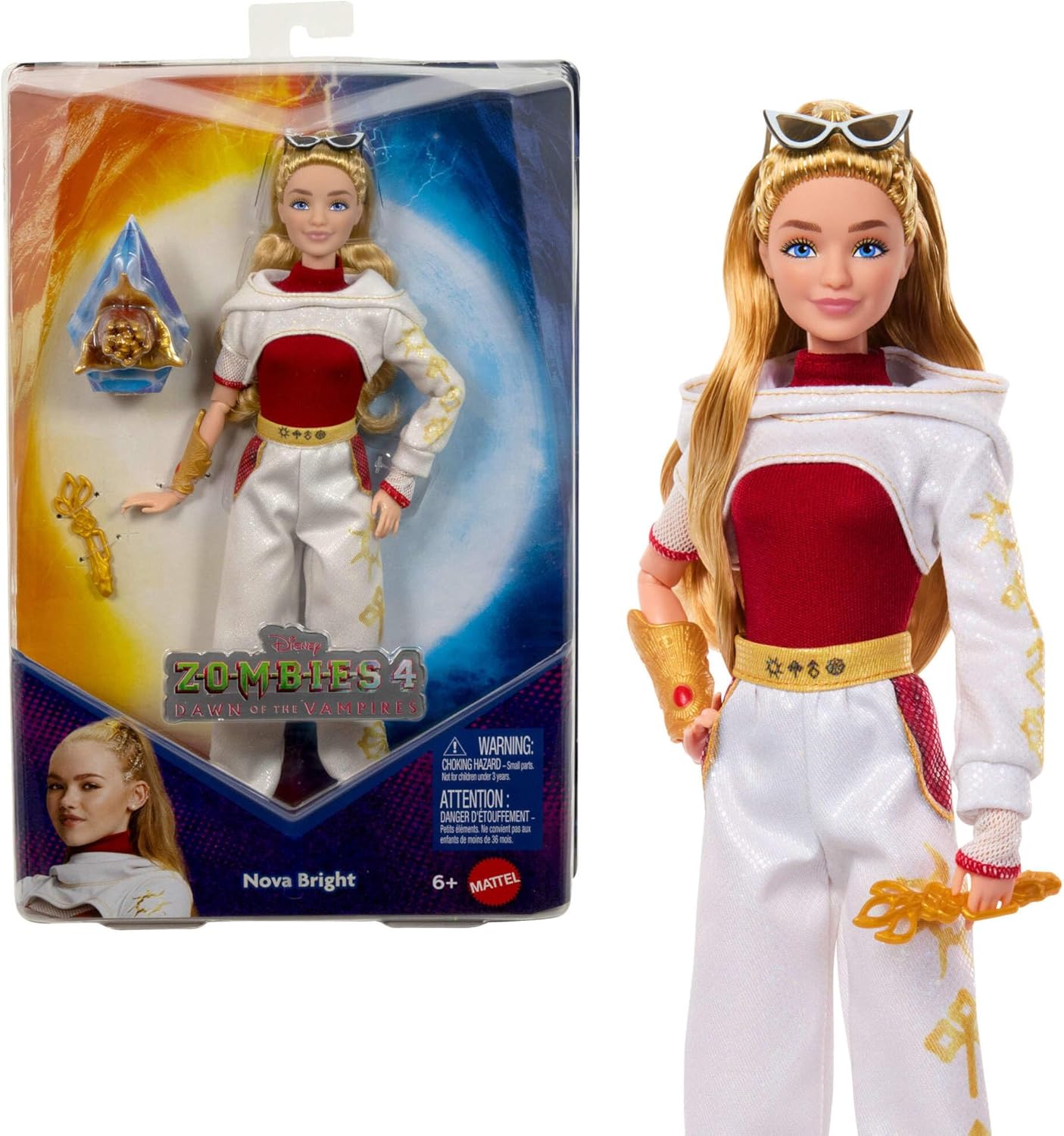 Mattel Disney Zombies 4: Dawn of the Vampires Nova Bright Fashion Doll with Removable Outfit & 5 Accessories, Inspired by the Movie, JFG33