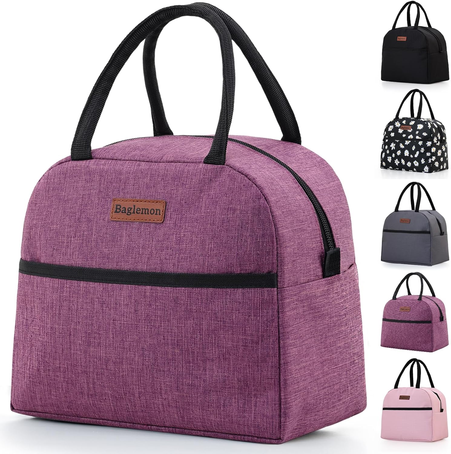 GODWOODS Lunch Bag, Lunch Bag for Women Adult Men, Insulated Leakproof Lunch Tote Large Capacity Reusable Cooler Lunch Container for Work/Office/Picnic (Purple)