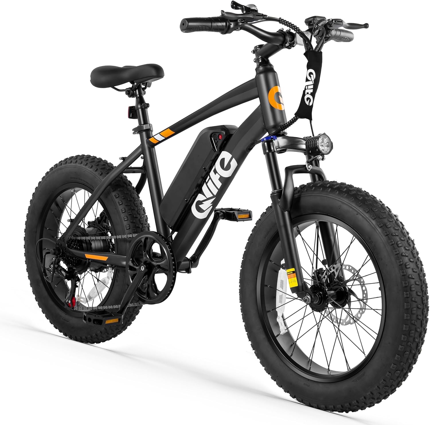 Qlife Racer Fat tire Electric Bike for Adults - 28MPH Mountain Ebike with Peak 1200W Brushless Motor, 499Wh Removable Battery, 20X4.0 Tire Step Over E-MTB with 7-Speed