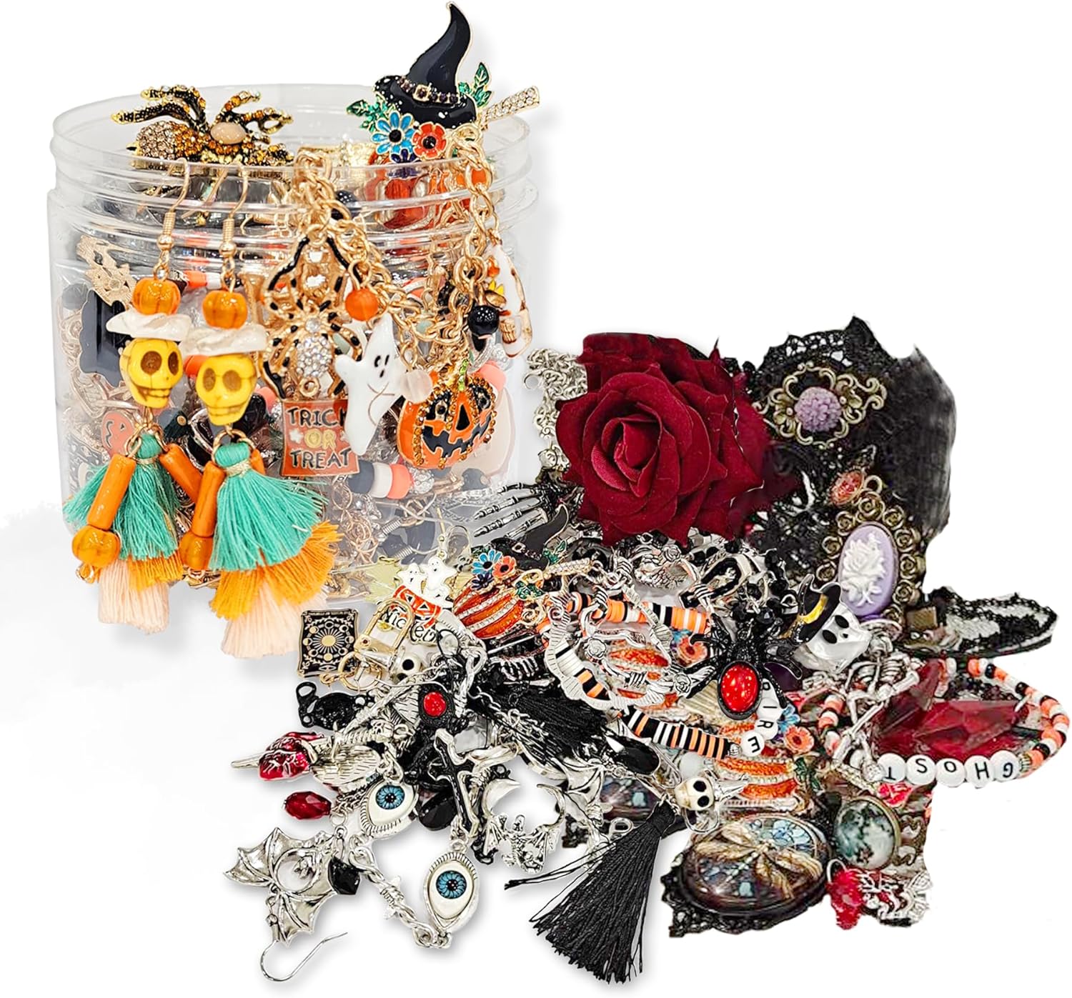 30 Piece Mystery Jewelry Jar - Random Mysterious Box, Multistyle Mystery Surprise Precious Stones, Birthday Gifts for Women, Jewelry Gift Set (Necklace, Earrings, Ring, Bracelet, Brooch)