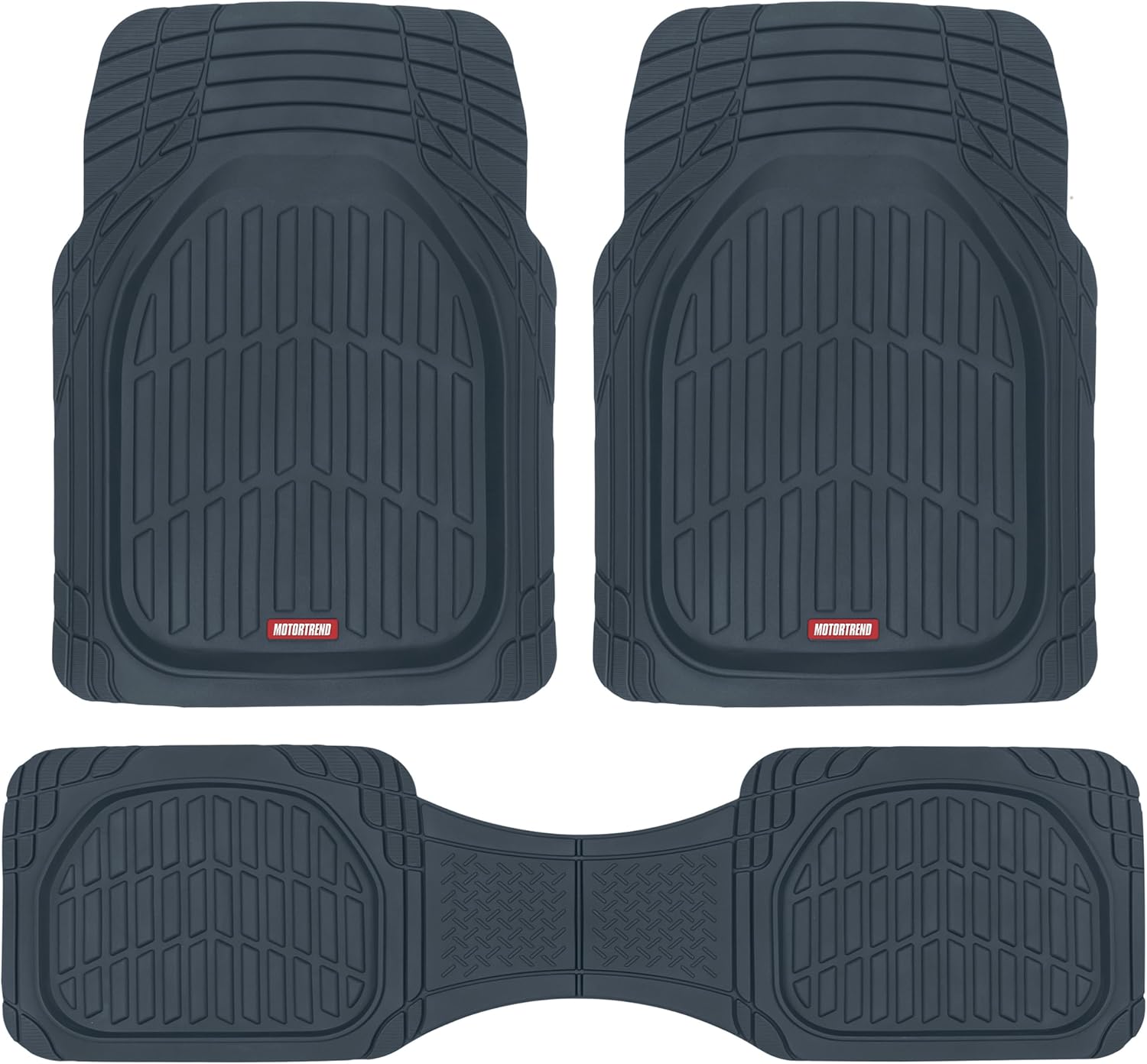 Motor Trend FlexTough Floor Mats for Cars, Blue Deep Dish All-Weather Car Mats, Waterproof Trim-to Fit Automotive Floor Mats for Cars Trucks SUV, Universal Floor Liner Car Accessories