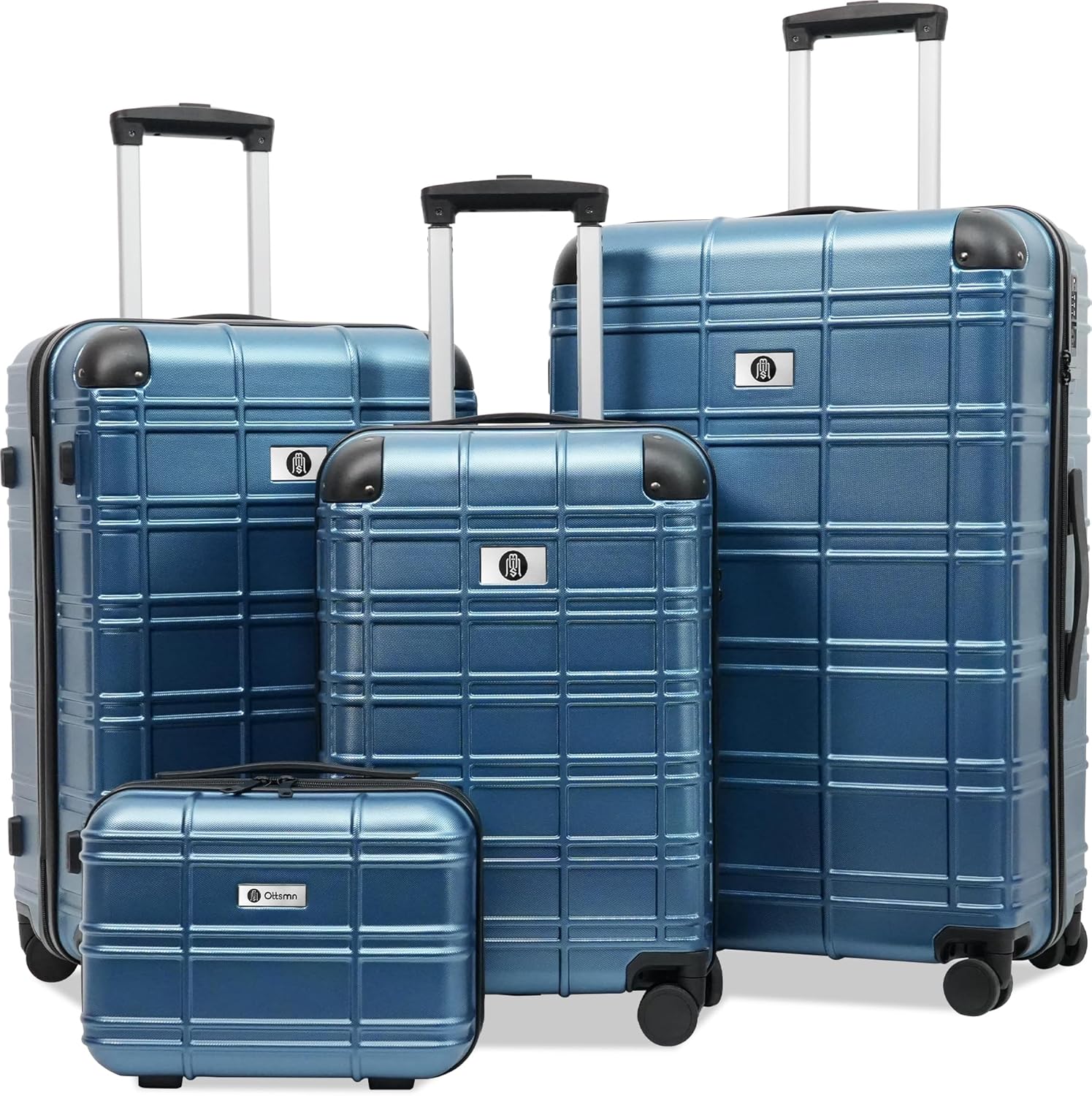Luggage Sets 4 Piece, ABS PC Lightweight Suitcases with Wheels, Hardshell Luggage Sets Carry on Luggage Set with TSA Lock Blue (12in 20in 24in 28in)