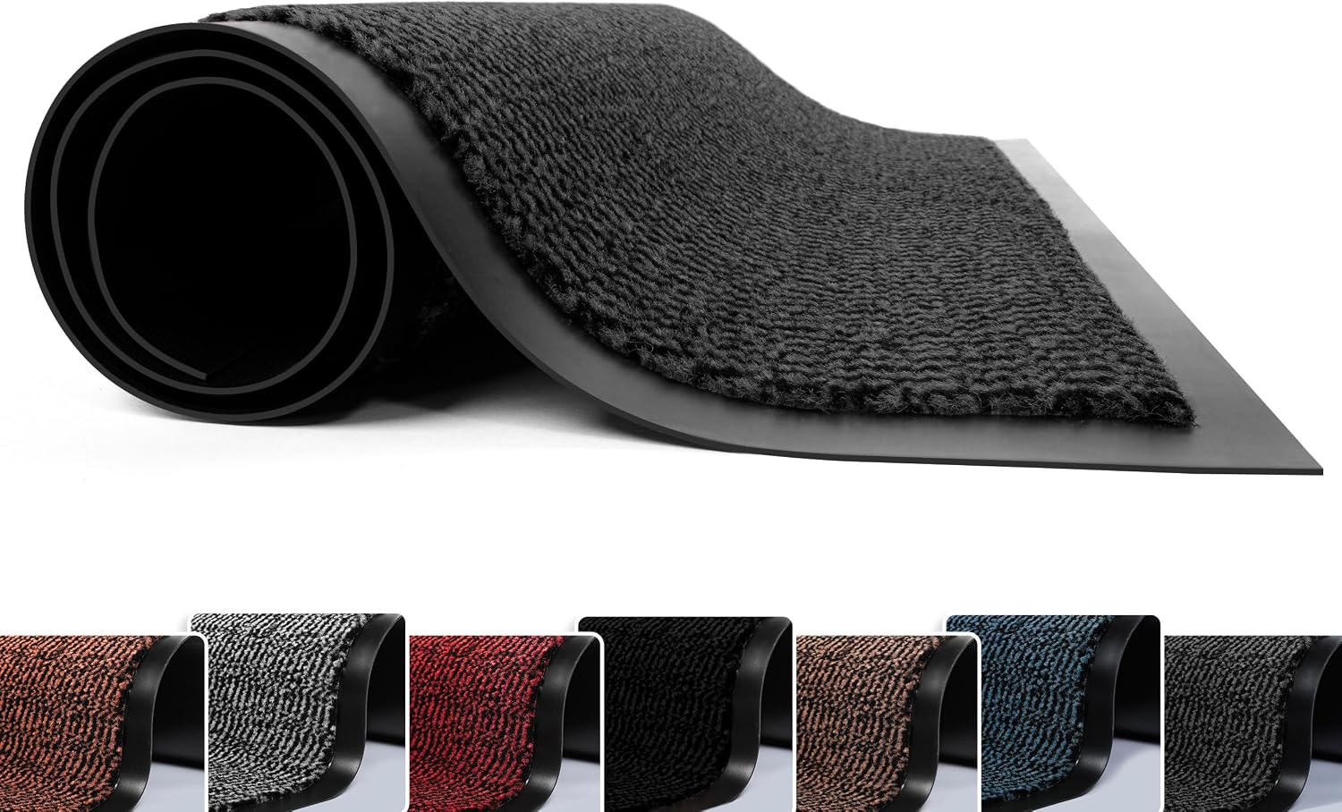 FB FunkyBuys Washable Door Mats - Heavy Duty, Non-Slippery & Stylish Floor Mat - Door mat indoor Large Rubber Indoor & Outdoor Doormats for Perfect Dust Grabbing (Anthracite-waved, 90 x 150 CM)