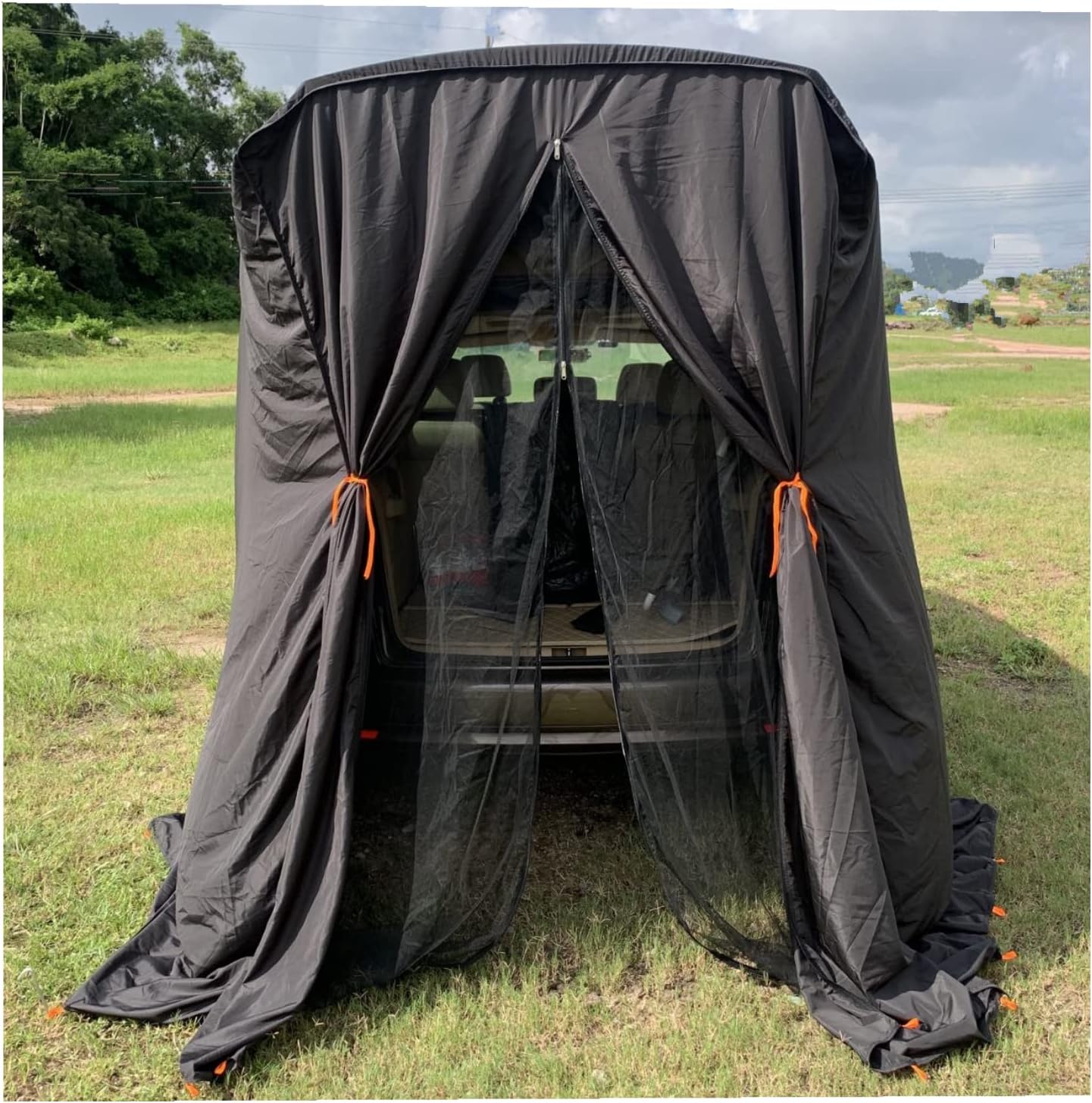 SA&MC SUV Tent Tailgate Shelter Privacy water repellent Black Portable Changing Room for Biking Toilet Shower Sleeping Beach Swimming L:W:H:4.9ft:4.9ft:7.5ft 6pcs Pegs, 4.9ftx4.9ftx7.5ft (TGTent2022)