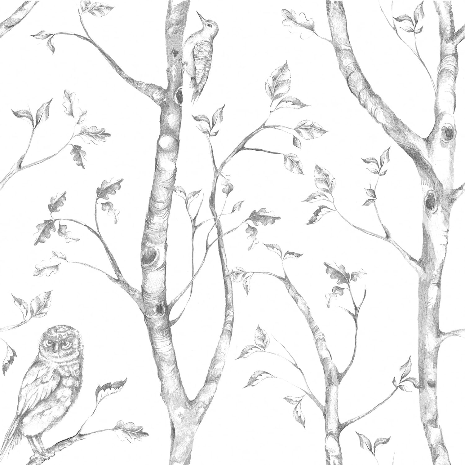 NuWallpaper Gray Woods Peel and Stick Wallpaper, Grey