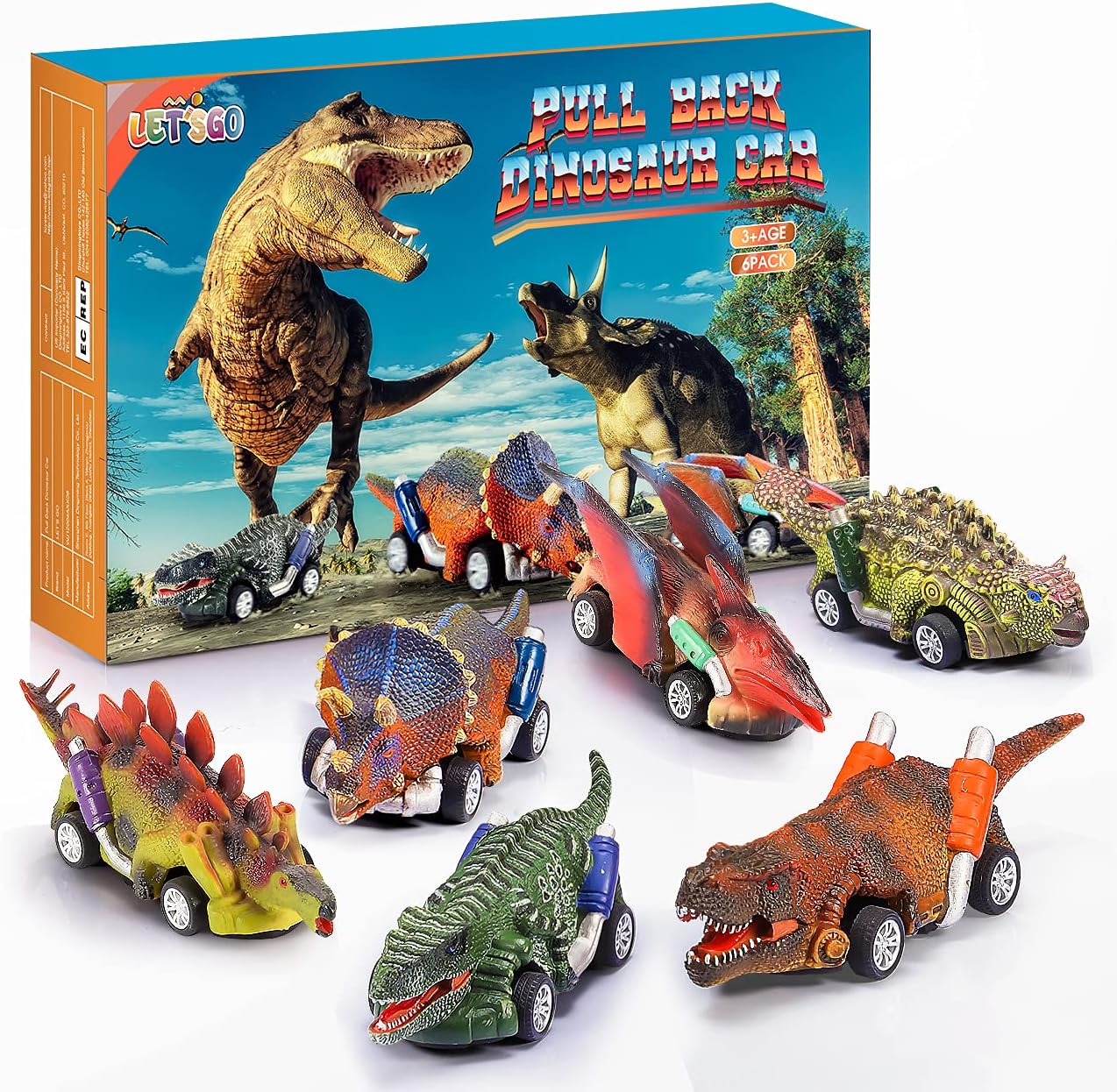 Stfitoh Toys for 2 3 4 5 6 Year Old Boys Girls, Dinosaur Toys for Boy Age 2-6 Year Old Kids Dino Cars Toy Gifts for Boys Age 2 3 4 5 6 Toddler Toy Birthday Xmas Gifts for Kids