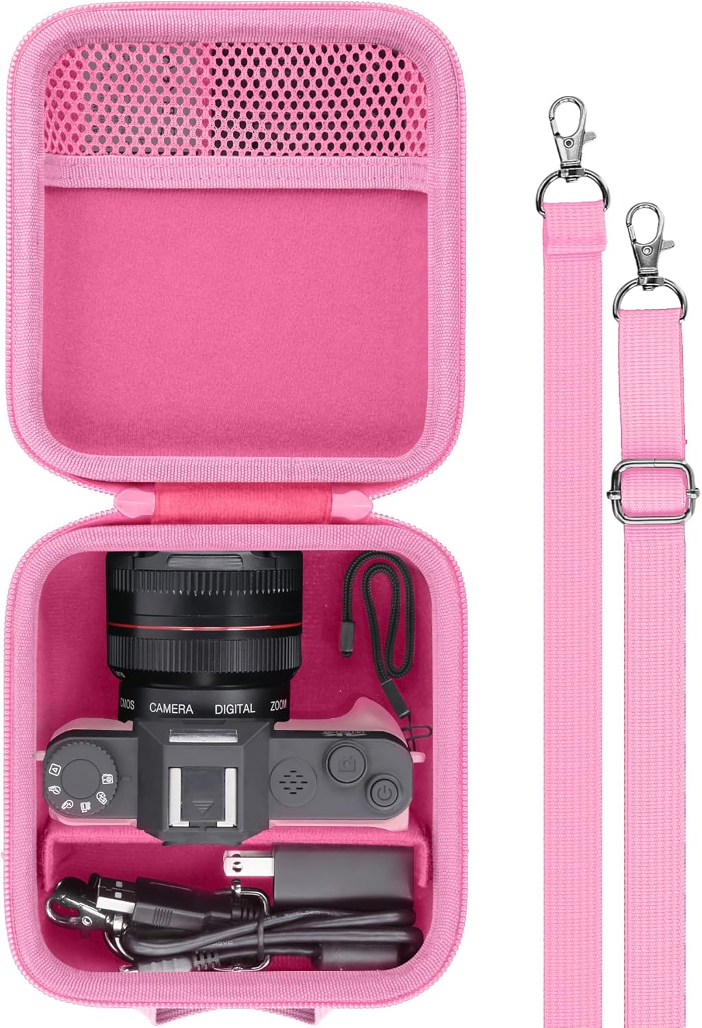 Camera Case for VJIANGER/VETEK/NIKICAM 4K Vlogging Camera,Carrying Case Holder for 4K Vlogging Camera and Accessories(Pink Case)