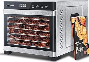 COSORI Food Dehydrator, Bigger Than 7 Trays With Large 6.5" Drying Space, 600W Power Saves More Time Than 480W, 165°F Dehydrated Dryer for Jerky, Dog Treats, Herbs, Meat, Fruit, and Yogurt, Silver