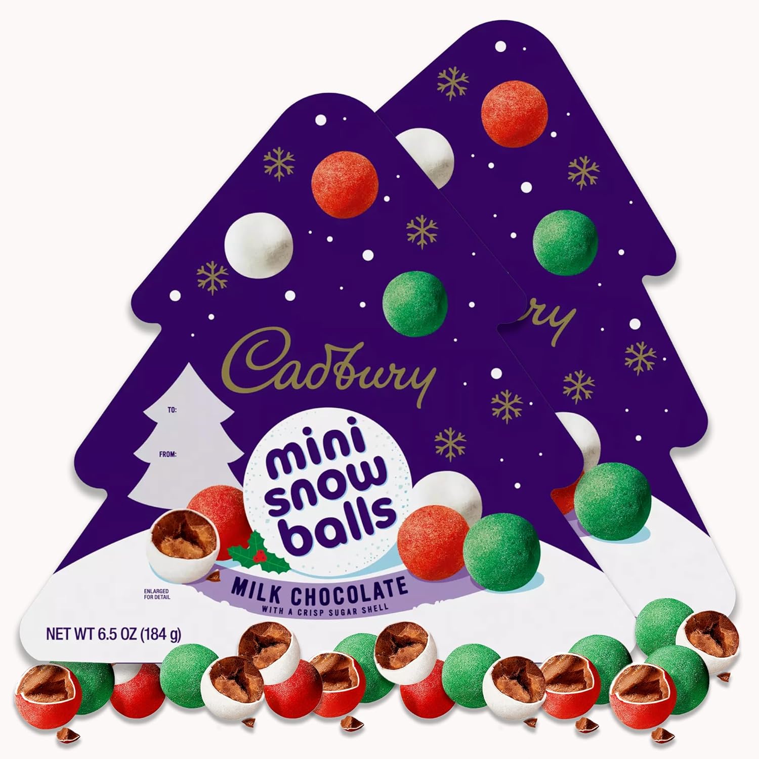 Cadbury Snowballs Holiday Gift Box 6.5oz Pack of 2. Cadbury Mini Eggs, Cadbury Eggs, Mini Christmas Candy, Cadbury Christmas Chocolate, Cadbury Chocolate Eggs Snowballs