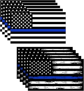 GRITKULTURE 5.1 Inch X 3 Inch Thin Blue Line US Flag Decal Stickers Pack of 10 for Trucks Cars American Flag Black American Flag Back The Blue Decals Car Stickers Bumper Stickers
