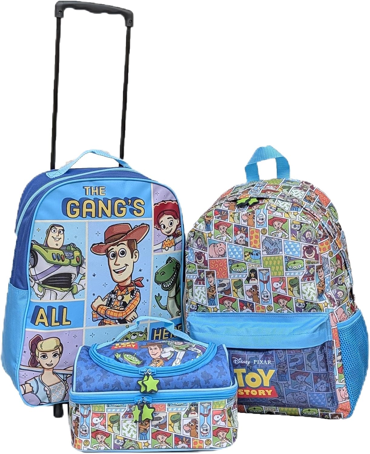 Disney Toy Story Kids Cabin Bag Suitcase for Boys - Lightweight with Wheels & Telescopic Handle - Ideal for Short Breaks, Holidays, Sleepovers, School Trips (Toy Story Set)