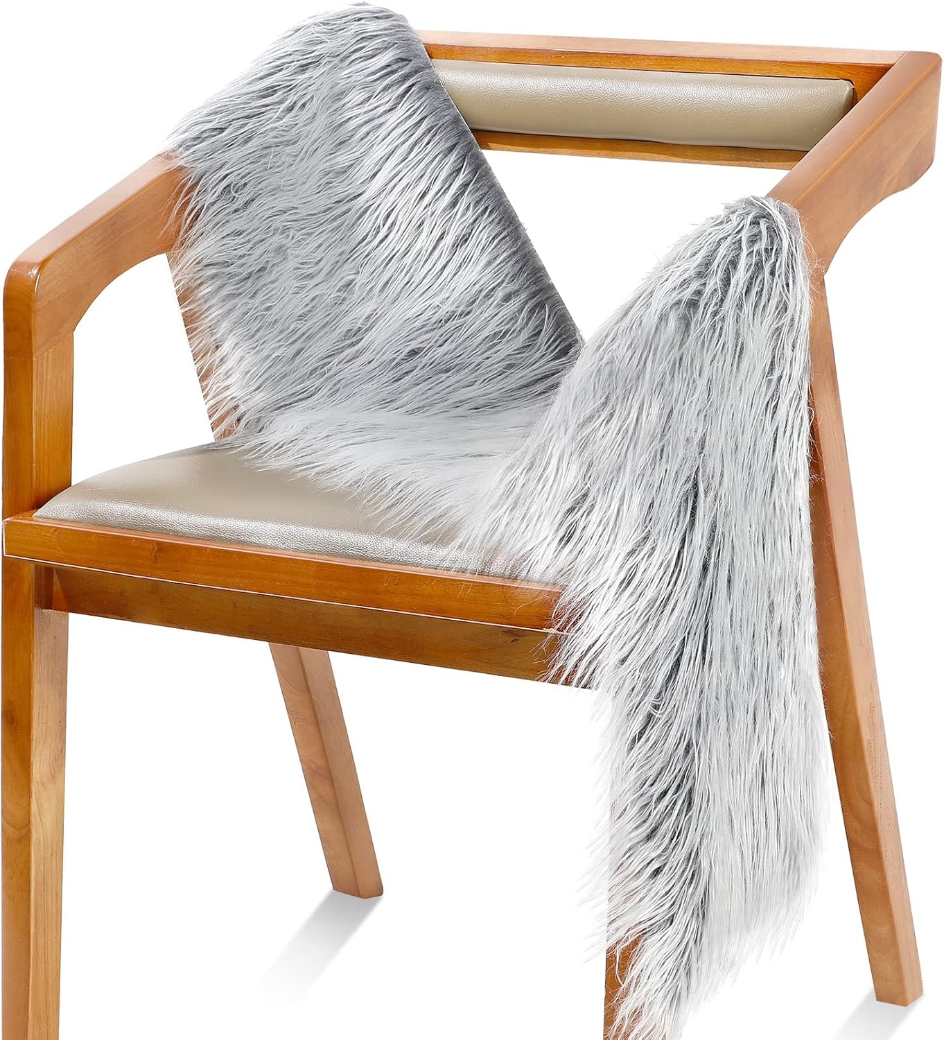 10 x 60 Inch Faux Fur Square Fabric Shaggy Fur Cuts Fluffy Square Fur Patches for Valentine Ornaments, Fursuit, Cosplay, Costume, Gnome Beards, Craft Supply, Decoration (Frost Gray)