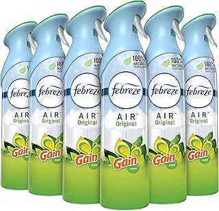 Febreze Air Mist Air Freshener Spray, Odor-Fighting Room Spray, Air Fresheners for Home and Bathroom and Kitchen, Aerosol Can, Gain Original Scent, 8.8oz, 6 Count