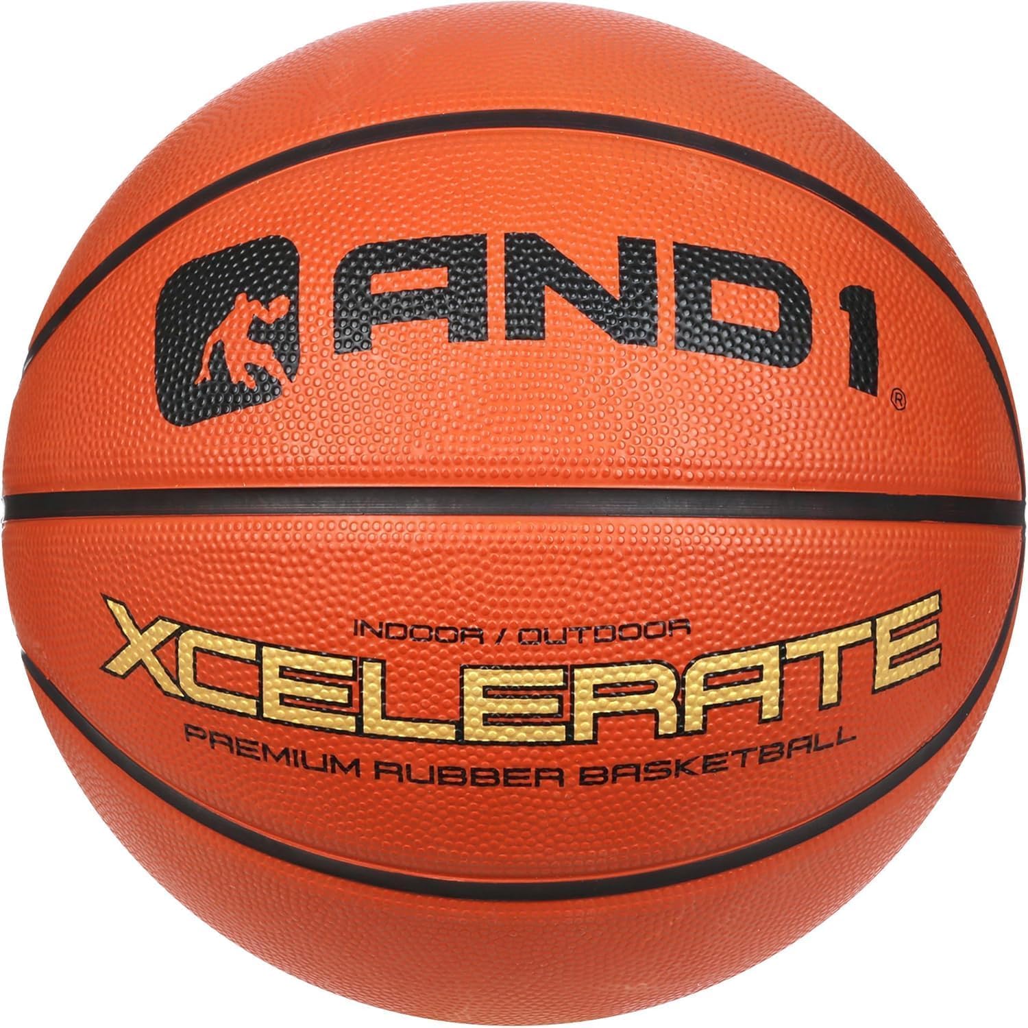 AND1 Xcelerate Rubber Basketball, Official Regulation Size 7(29.5")