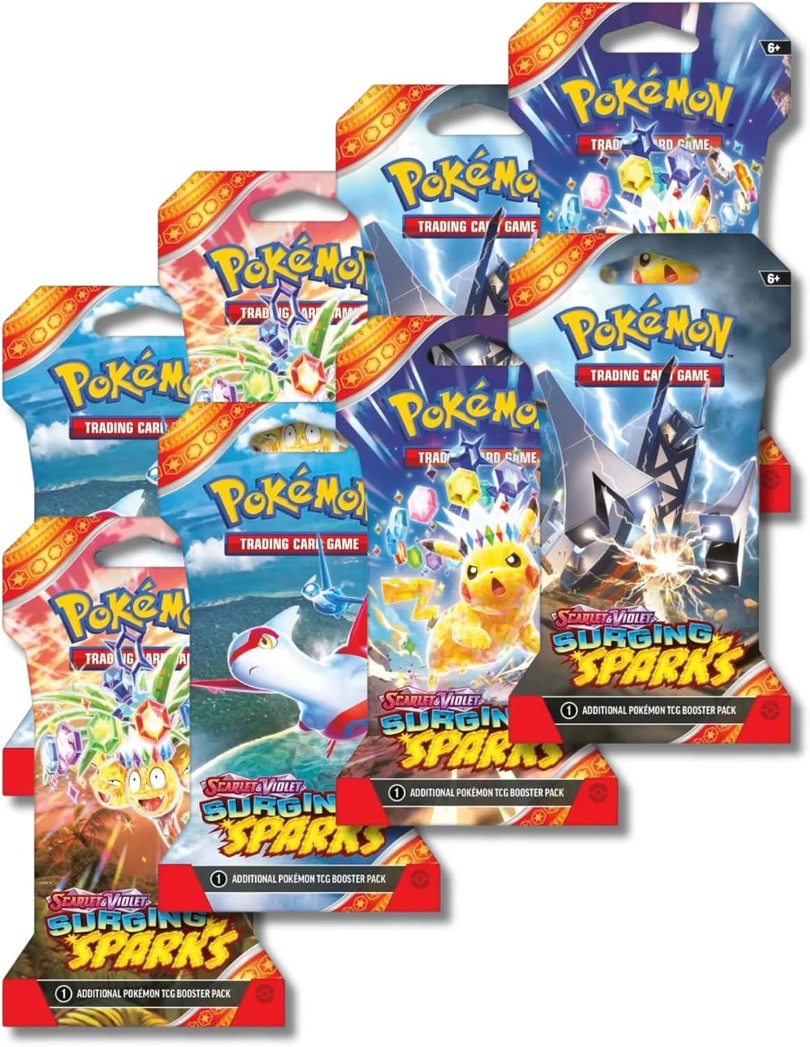 Pokemon TCG Surging Spark Booster Pack Lot (8 Packs) - 80 Cards