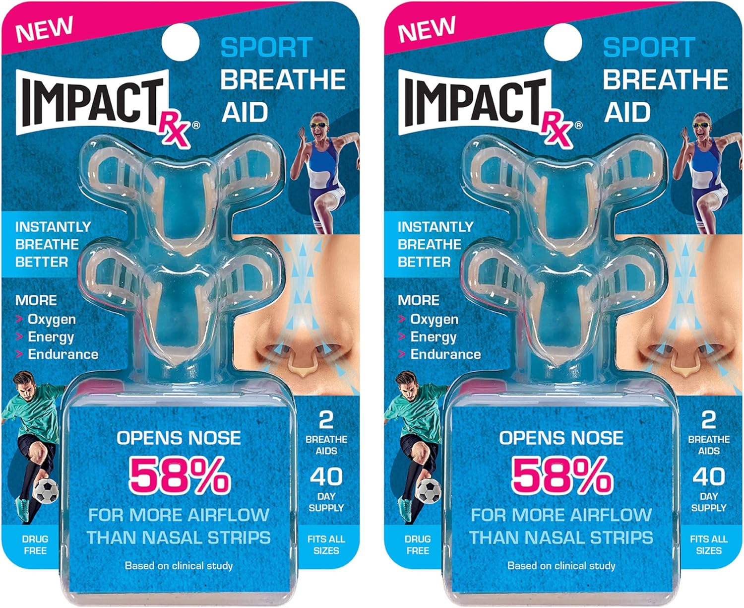 ImpactRx Sport Intra-Nasal Breathe Aids from SleepRight, Breathing Aids for Sports, Nasal Dilator for Athletes (2-Pack)