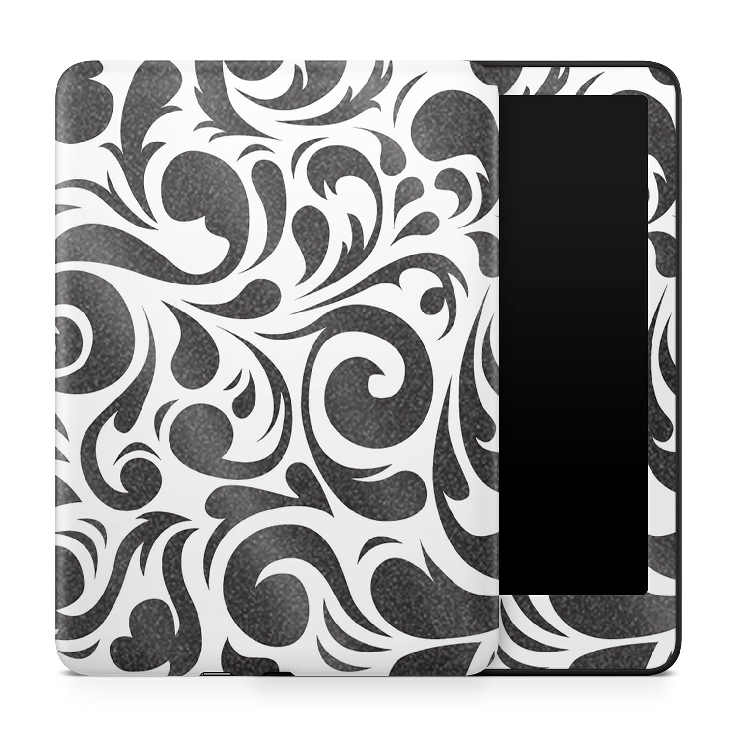 Glossy Glitter Tablet Skin Compatible with Amazon Kindle Paperwhite 12th (2024) - Swirly Black - Premium 3M Vinyl Protective Wrap Decal Cover - Easy to Apply | Crafted in The USA by MightySkins