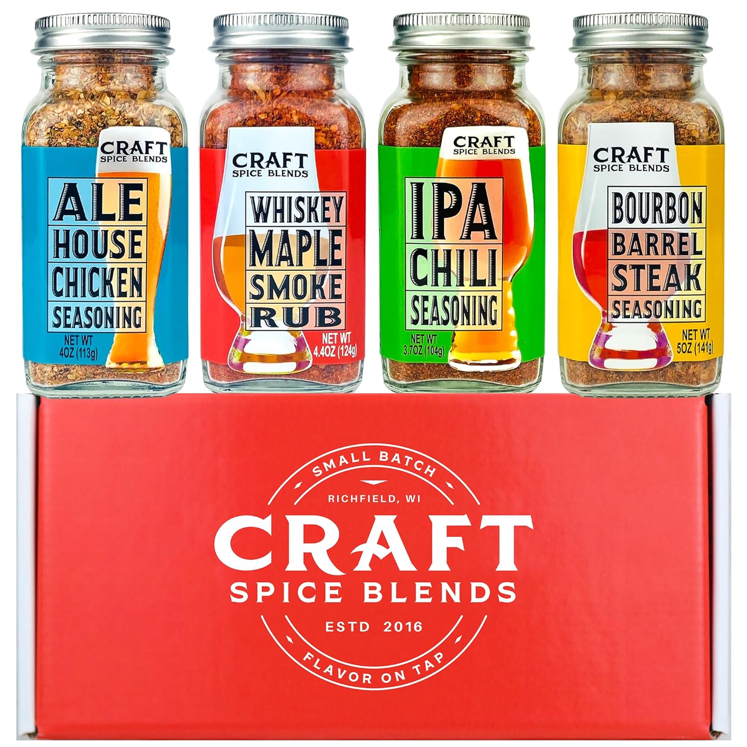 Craft Spice Blends Grilling Seasoning & Rub 4-Pack Gift Set - Top Shelf Spices Raising the Bar on Flavor - Spice Blends for Smoker, BBQ, Grill and More - Father's Day, Birthday, Anniversary - All Natural, Crafted in the USA