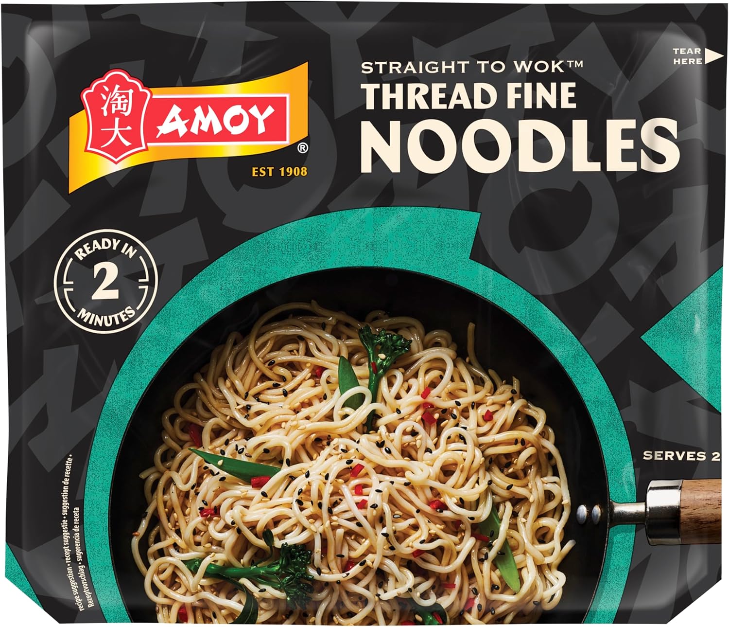 Amoy Straight To Wok Thread Fine Noodles, 2 x 150g