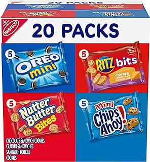 Nabisco Classic Mix Variety Pack, OREO Mini, CHIPS AHOY! Mini, Nutter Butter Bites, RITZ Bits Cheese, 20 Snack Packs