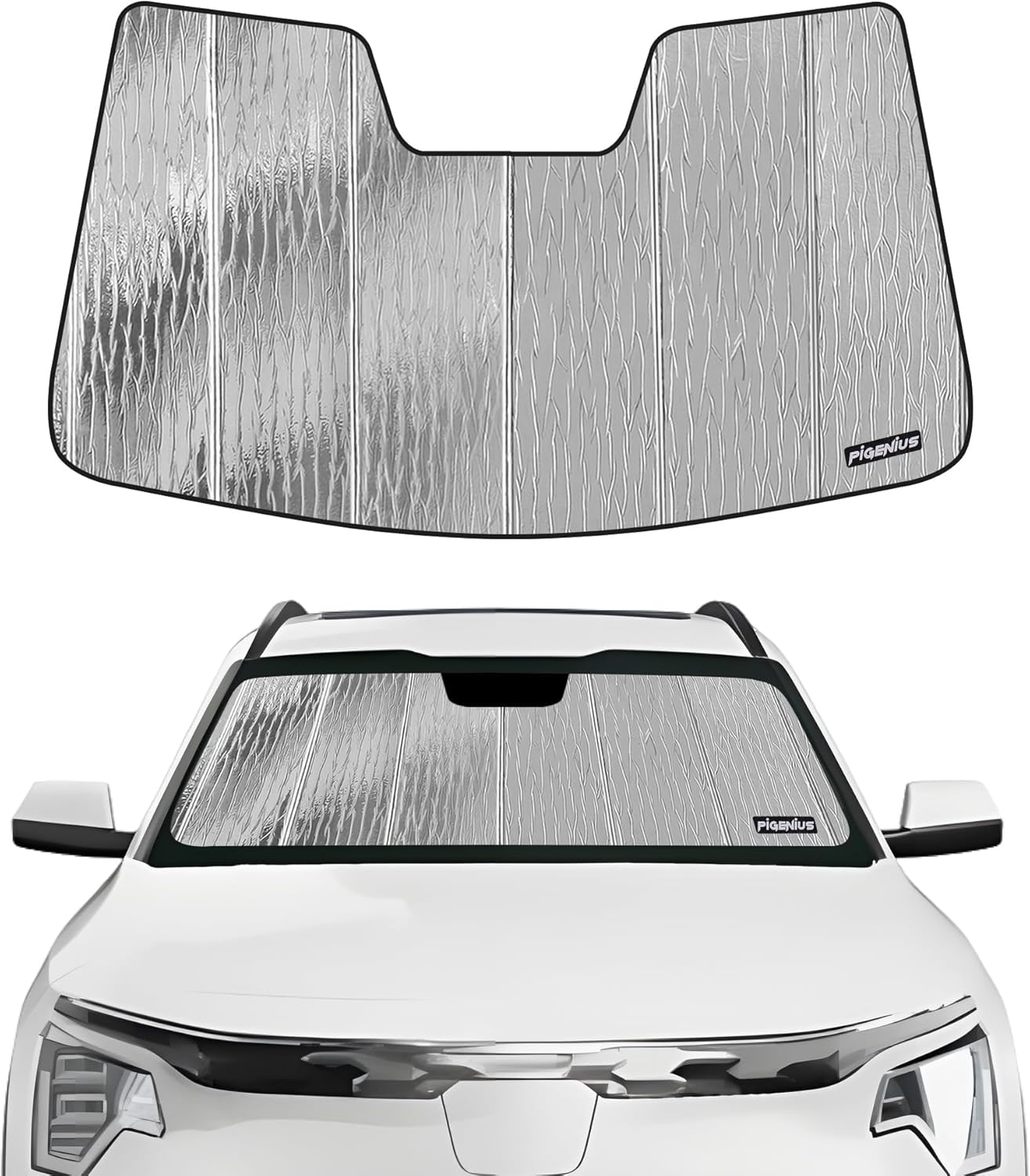 Windshield Sun Shade for Kia NIRO 2023-2024,Front Window Sunshade Shield, 2-in-1 Reflective Sun Shade,Silver for Summer, Black for Winter