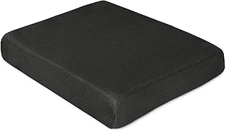 Milliard Memory Foam Seat Cushion Chair Pad 18 x 16 x 3in. with Washable Cover, for Relief and Comfort (Black Mesh)