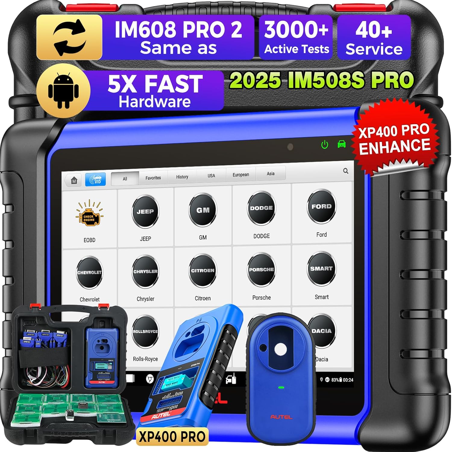 Autel MaxiIM IM508S PRO w/ XP400 PRO, 2025 Same as IM608 PRO 2/ IM608S II, Enhanced of IM508S IM508, Bidirectional Diagnostic Tool w/ 3000+ Tests, Smart & Expert Mode, 40+ Service, OE All-Sys, OS 11.0