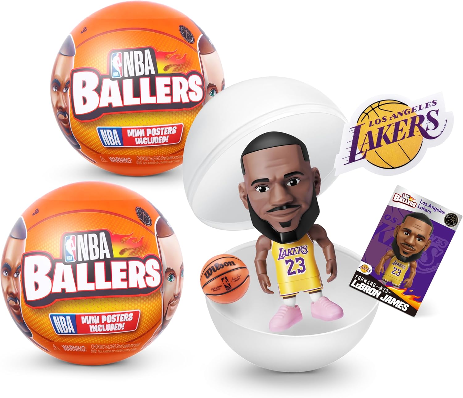 5 Surprise NBA Ballers Series 2 by ZURU, Licensed NBA Collectible, Surprise Unboxing Basketball Collectible Sports Toy for Boys, Ages 3 and up (2 Capsules)