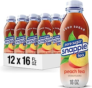 Snapple Zero Sugar Peach Tea, 16 fl oz recycled plastic bottle (Pack of 12)