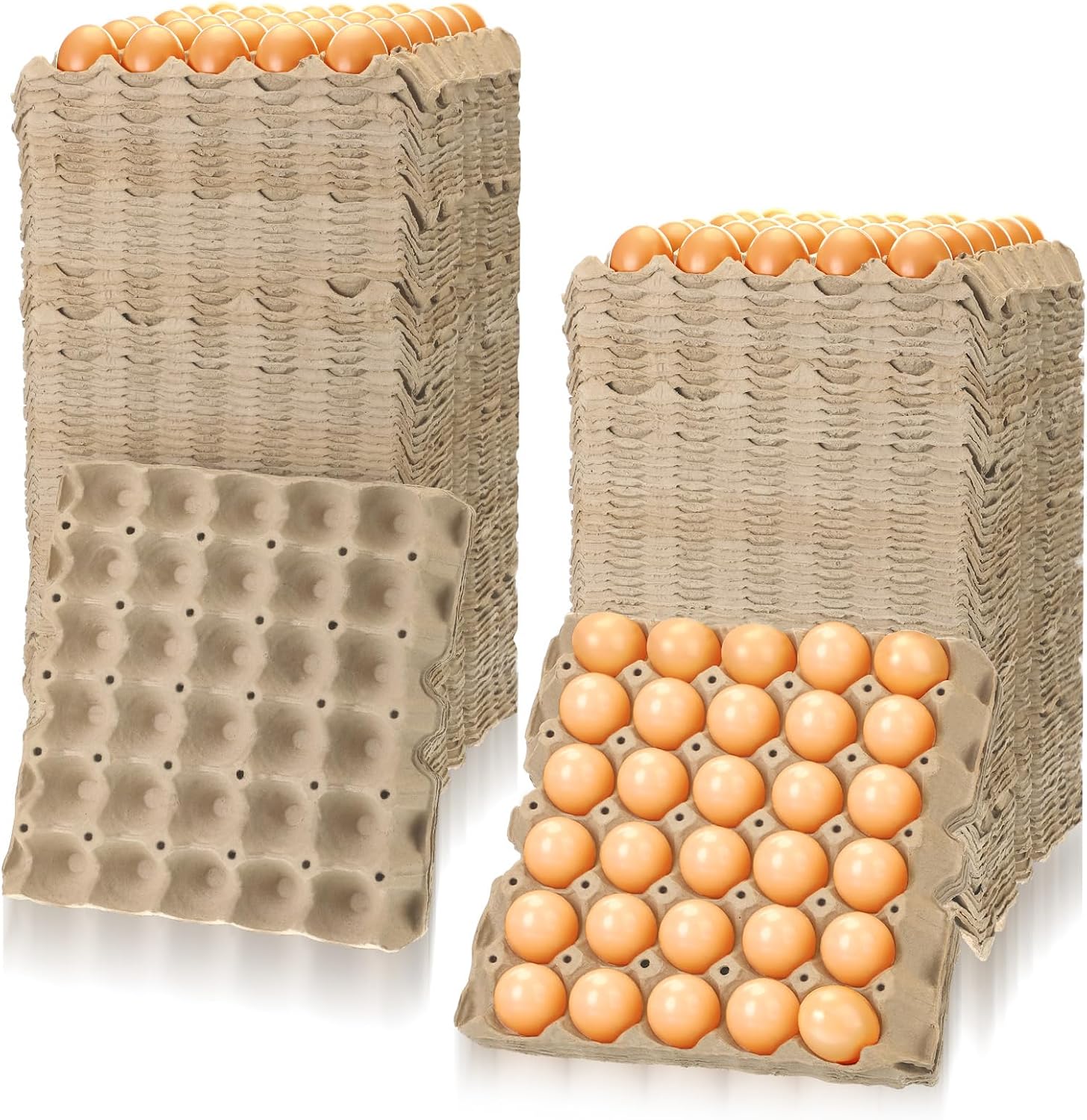 Estune 120 Pack Egg Cartons Crates 30 Cell Pulp Fiber Egg Flats Reusable Stackable Cardboard Tray for Home Storing Packing Roach Colony Soundproofing