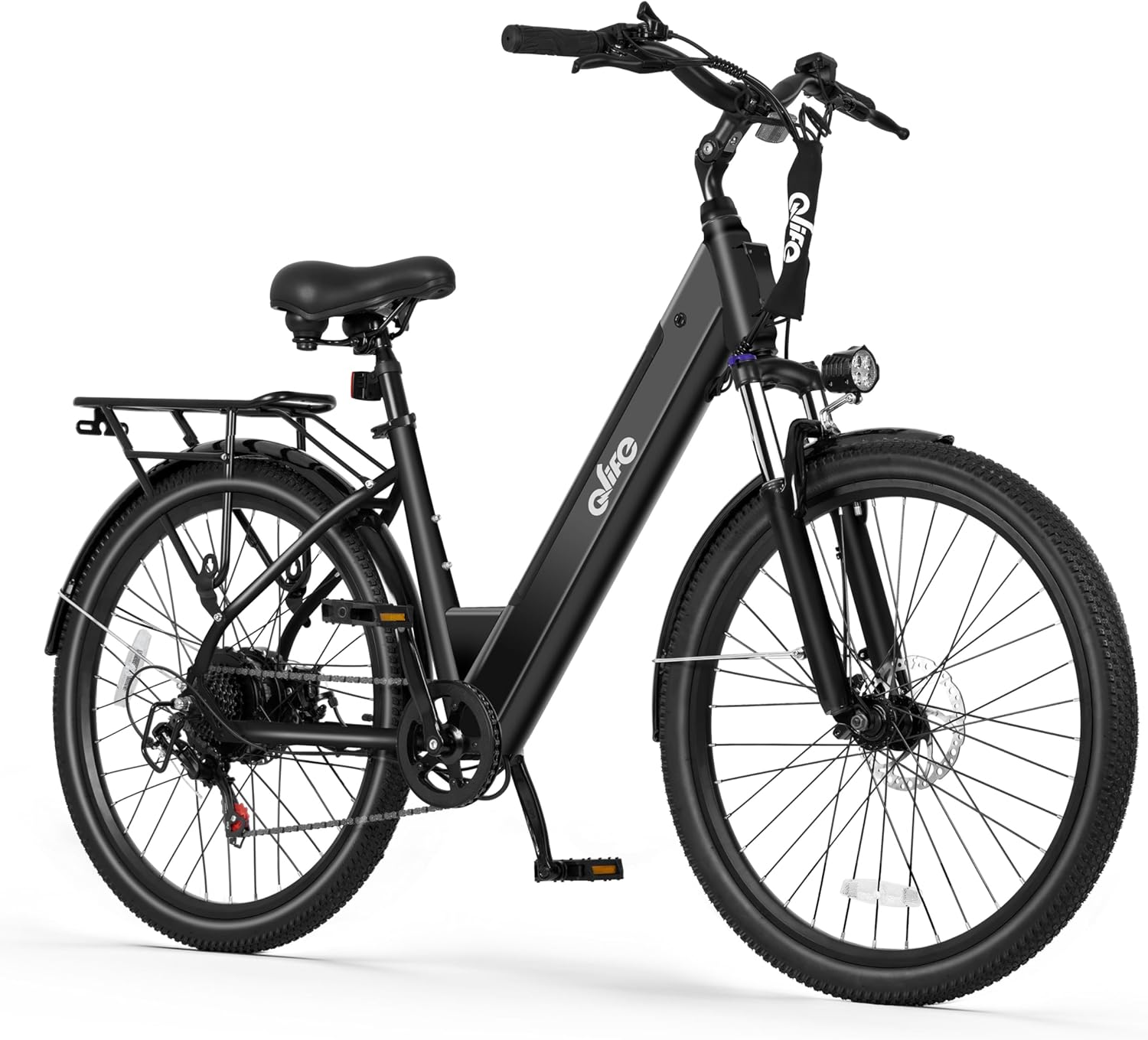 Qlife Cityone 2.0 Electric Bike for Adults,Up to 65Miles,28MPH,1200W Peak Motor 26" Ebike,499WH UL2849 Certified Battery Electric Commuter Bicycle with Front Suspension & 7-Speed Ebikes