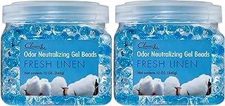 Clear Air Odor Eliminator Gel Beads - 12 oz, Pack of 2 - Air Freshener Made with Essential Oils - Eliminates Odors in Bathrooms, Cars, Boats, RVs & Pet Areas - Fresh Linen Scent