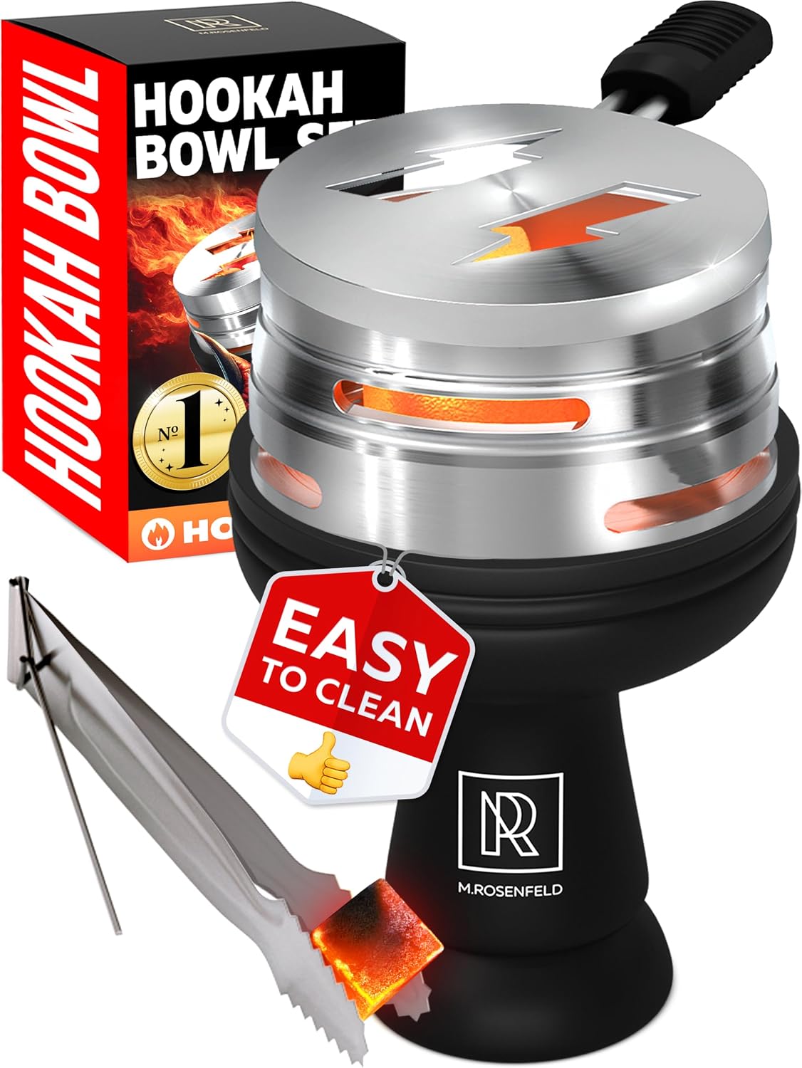 Premium Silicone Hookah Bowl Set – Universal Phunnel Hookah Head Bowl for Perfect Heat Management – Durable, Easy-to-Clean Hookah Top with Tongs – Shisha Bowl for Smooth Airflow & Max Flavor