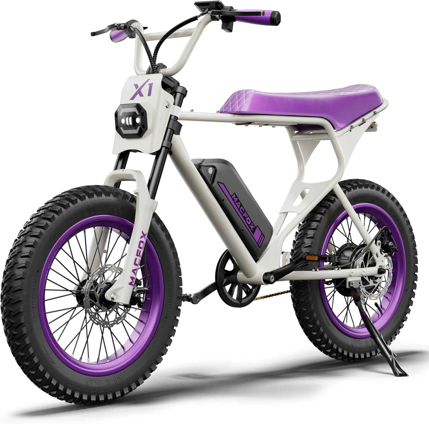 MACFOX X1S Electric Bike for Adults, 20" Fat Tire 25 MPH & 38 Miles 3 Gears 48V 10.4Ah Removable Battery, Torque 65 NM All-Terrain E Bike for Mountains, Snow, Sand, Road（US Warehouse）