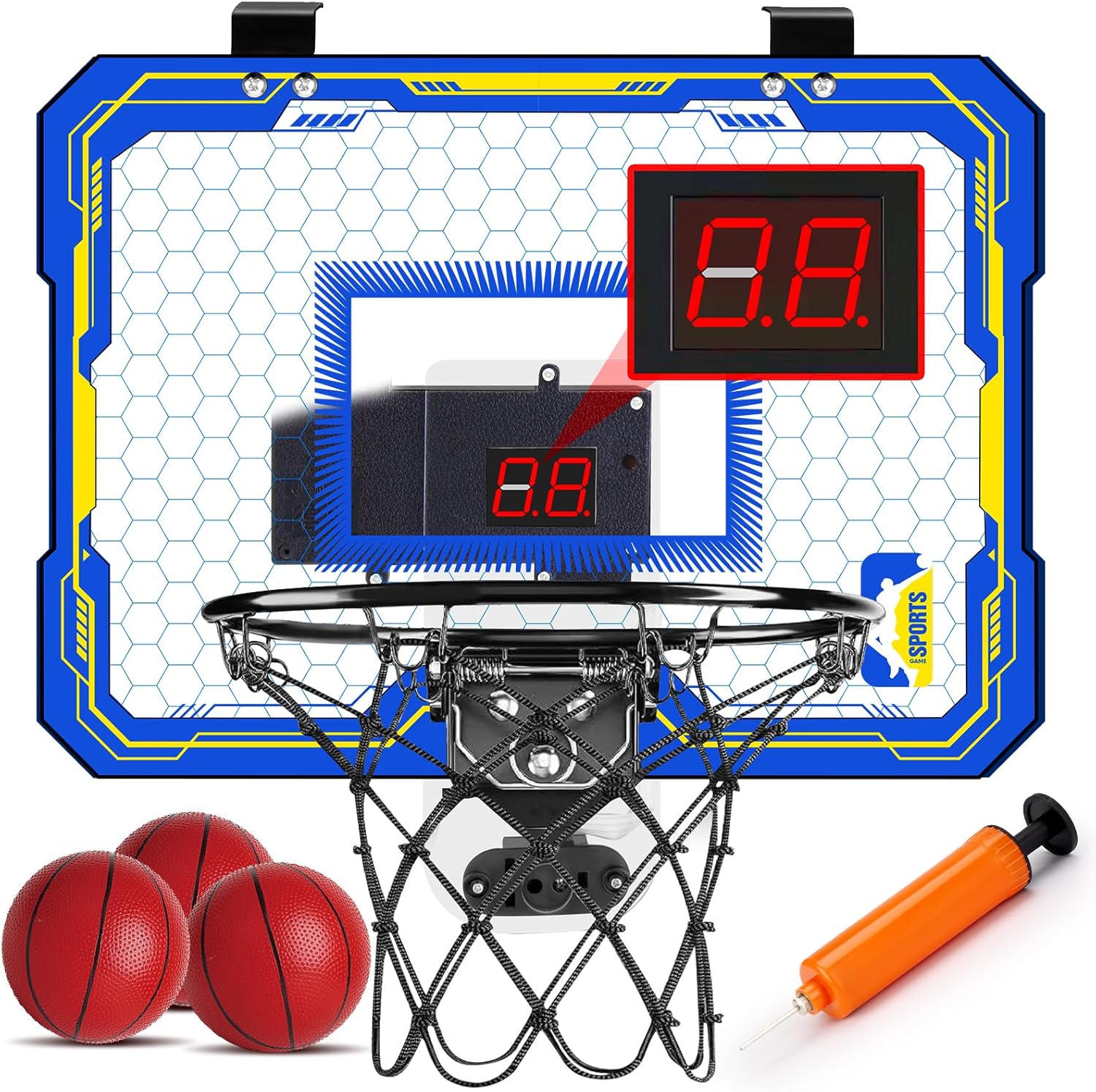 Indoor Basketball Hoop for Kids, Wall Mounted Mini Basketball Hoop with Electronic Scoreboard 3 Balls, Outdoor Sport Games Toy Gift for Boys Girls Age 5-12 Years