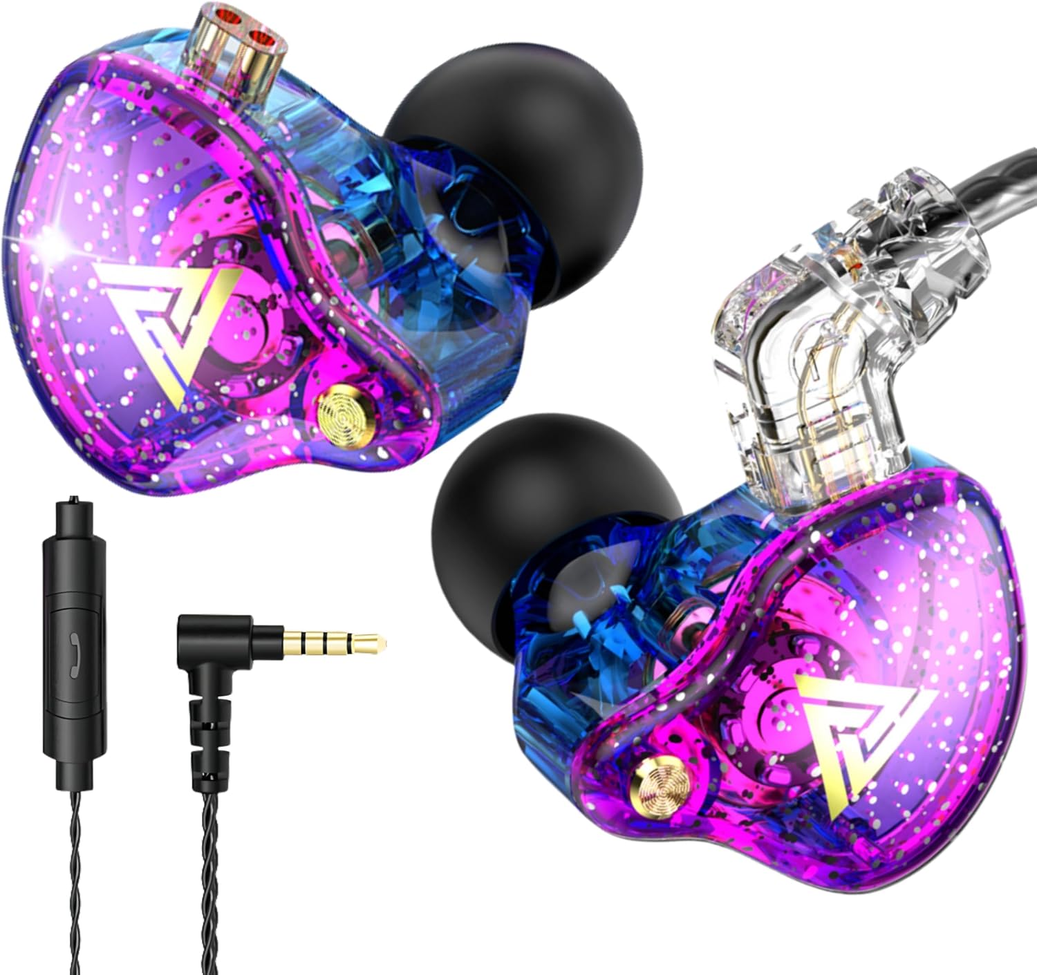 QKZ AK6 Pro Wired IEM for Gaming Earbuds with MIC, in Ear Monitor Headphones, Deep Bass Sound, 1DD 10mm Dynamic Driver, IEM for Music Video Calling(Colors)