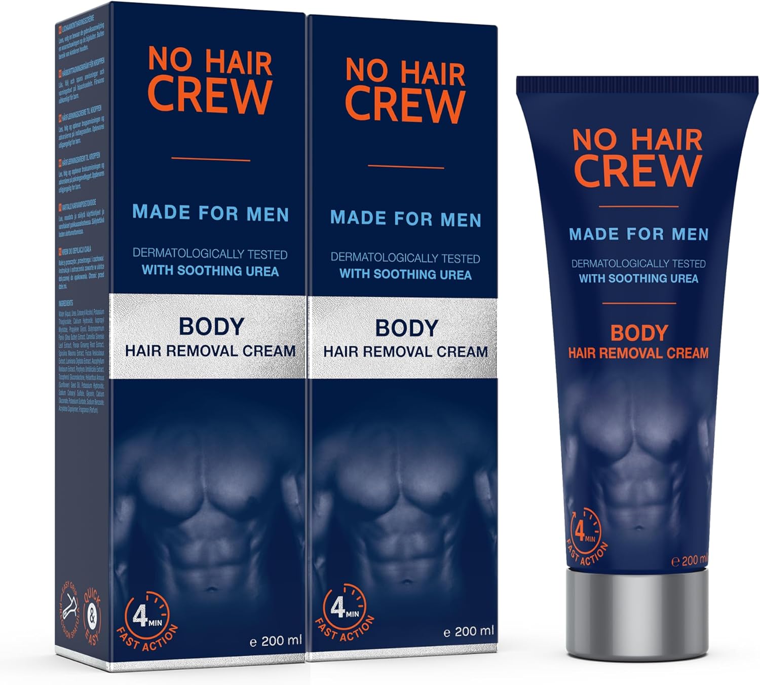 NO HAIR CREW 2 x Body Hair Removal Cream – Depilatory Cream Made for Men (Set 2 x 200ml)