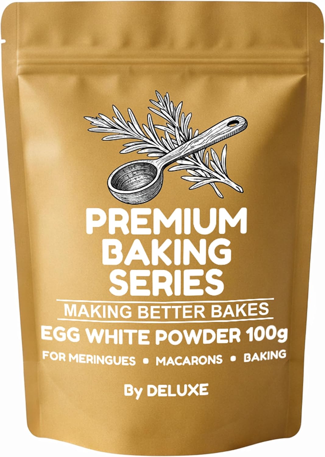 Deluxe Premium Egg White Powder 100g – Pure Pasteurised for Baking | High protein For meringue Whips fast No additives UK made