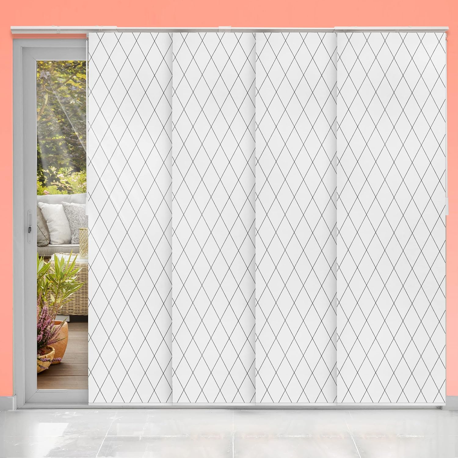 CHICOLOGY Sliding Door Blinds - Vertical Blinds for Patio Doors, Room Divider, Diamond, W:46-86 x H: 0-96 inch