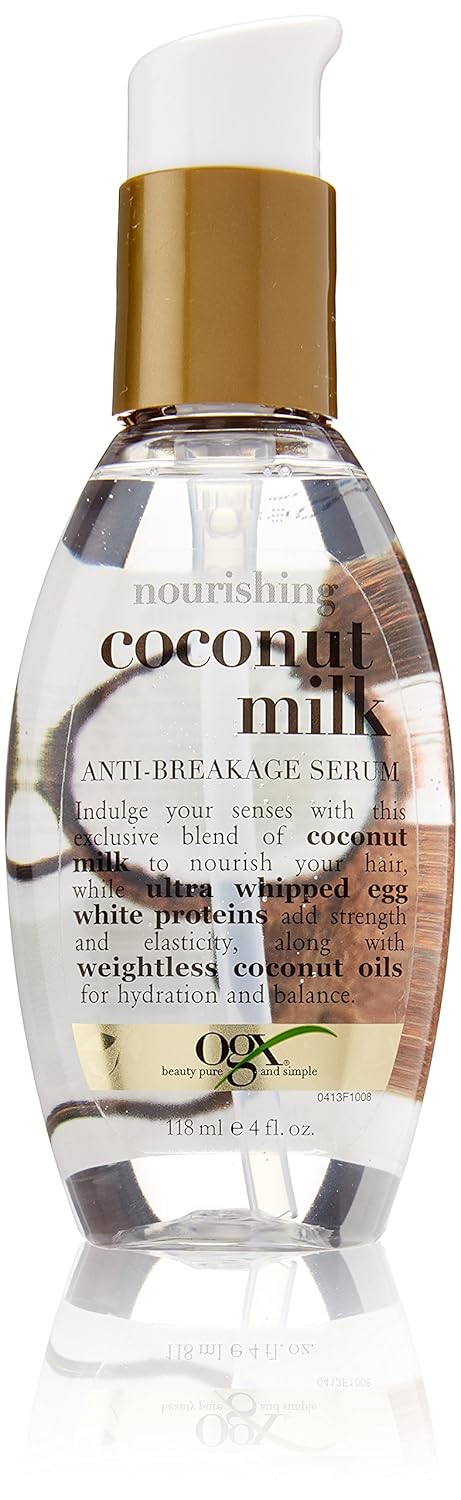 OGX Nourishing Coconut Milk Anti-Breakage Serum, 4 Ounce (Pack of 2) (91008)