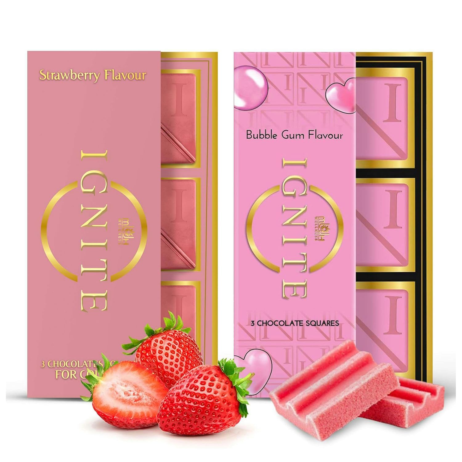 Ignite Bubble Gum & Strawberry Chocolate Bundle – Indulge in Unique, Flavorful Chocolate Bars with Bubblegum and Strawberry Flavors, Perfect for Couples, Gifting, or Special Occasions