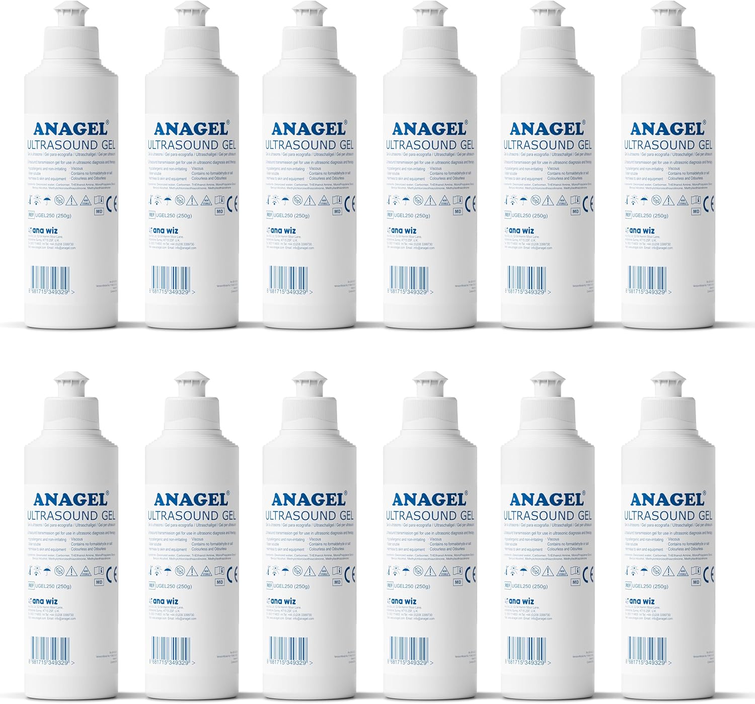 Anagel Ultrasound Gel 250ml Box of 12