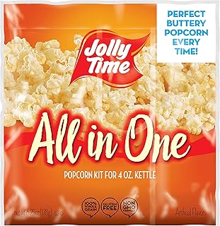 JOLLY TIME All in One Popcorn Kit, Portion Packets with Kernels, Oil and Salt for Movie Theater or Air Popper Machines (24 pack, 4oz Kettle)