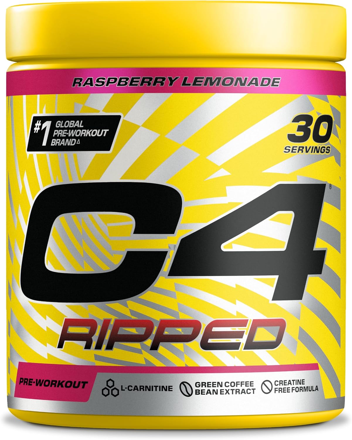 C4 Ripped Pre Workout Powder Raspberry Lemonade 30 Servings | Zero Sugar Pre Workout with 150mg Caffeine, 500mg L Carnitine, 1600mg Beta Alanine, 200mg Green Coffee Bean Extract