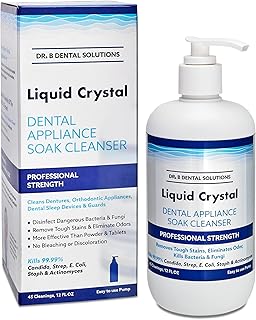 Dr. B Dental Solutions Liquid Crystal Soak Cleanser for Oral Appliances, Dentures, Night Guards, Aligners, & Other Devices